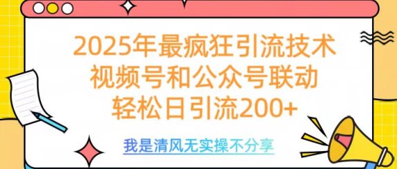 2025年最疯狂引流技术，视频号和公众号联动，轻松日引流200+