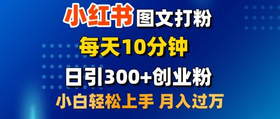 2月小红书图文打粉，每天10分钟，日引300+创业粉，小白轻松月入过万