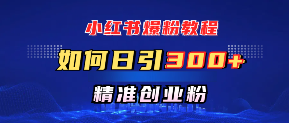小红书爆粉教程，如何日引300+创业粉，快速实现精准变现！