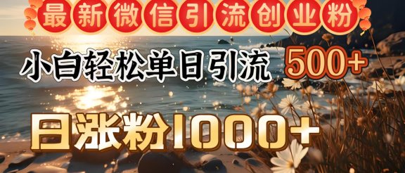 最新微信引流创业粉  ，小白单日轻松引流500＋，日涨粉1000＋