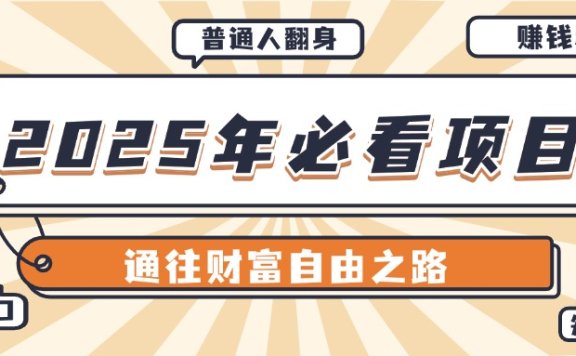 2025年必看项目,普通人通往财富自由之路新风口