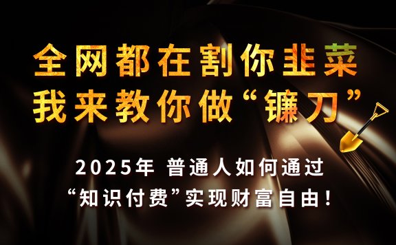 全网都在割你韭菜,我来教你做镰刀,2025年普通人如何通过“知识付费”实现财富自由