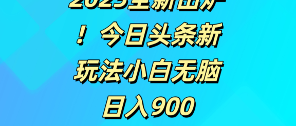 2025 全新出炉！今日头条视频赛道的掘金玩法，副业兼职日赚 900 +