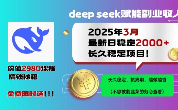 (限时删) 25年3月最新日稳定2000+长久稳定项目!