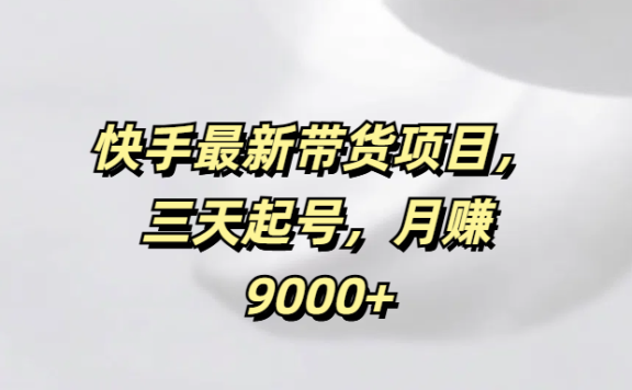 快手最新带货项目,三天起号,月赚9000+