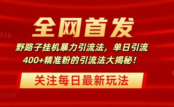 全网首发,野路子挂机暴力引流法,单日引流400+精准粉的引流法大揭秘!