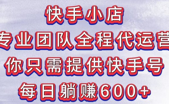 快手小店,专业团队全程代运营,你只需提供快手号,每日躺赚600+