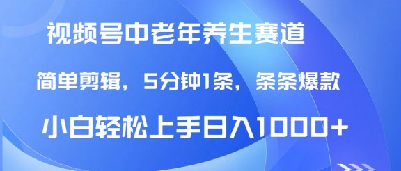 DeepSeek+既梦做视频号中老年养生赛道，条条爆款5分钟1条，轻松日入1000+