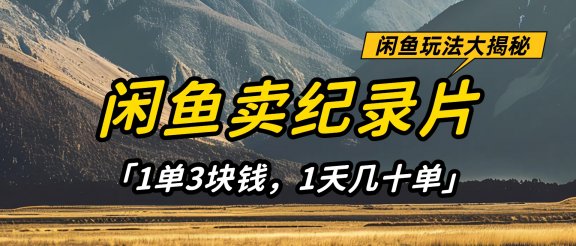 闲鱼卖纪录片1单3块钱,1天几十单,项目稳定有潜力