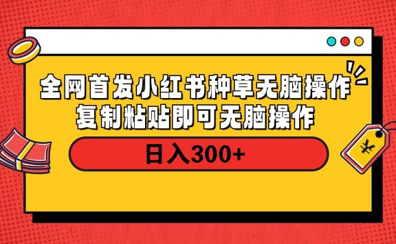 全网首发 小红书种草无脑操作复制黏贴即可 轻松日入300+