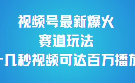 视频号最新爆火赛道玩法，流量巨大，视频制作简单，轻松月入数万