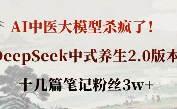 AI中医大模型杀疯了!DeepSeek中式养生2.0版本,十几篇笔记粉丝3w+