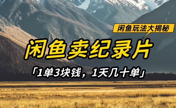 闲鱼卖纪录片1单3块钱,1天几十单,项目稳定有潜力