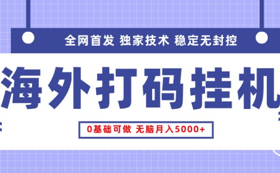 全网首发，海外TCJ挂机，独家技术，全自动撸美金，无脑月入5000+