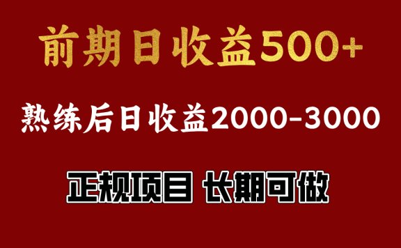 前期日收益500左右,上手快,小白可做,收益官方结算
