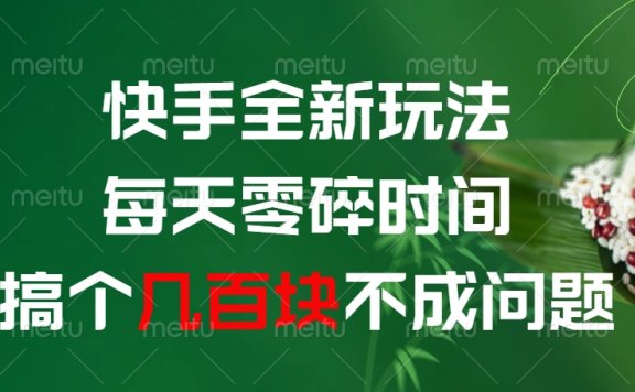 快手全新玩法,每天零碎时间搞个几百块不成问题