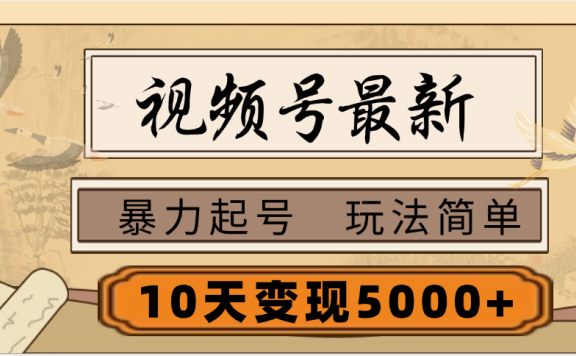 视频号最新，玩法很简单，3天暴力起号，单账号10天变现5000+