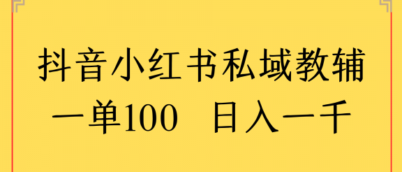 抖音小红书私域教辅一单100 日入一千