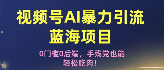 疯传！视频号AI暴力引流蓝海项目，0门槛0后端，手残党也能轻松吃肉！