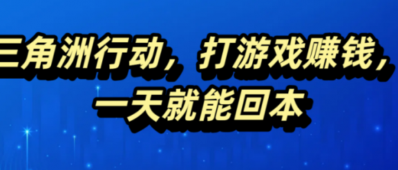 三角洲行动，打游戏赚钱，一天就能回本