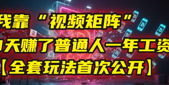 我靠“视频矩阵”，3天赚了普通人一年工资！【全套玩法首次公开】