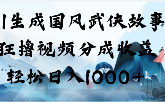AI生成国风武侠故事,狂撸视频分成收益,轻松日入1000+【可多平台分发】