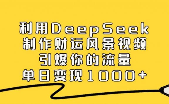 利用DeepSeek制作财运风景视频,单日变现1000+,引爆你的流量