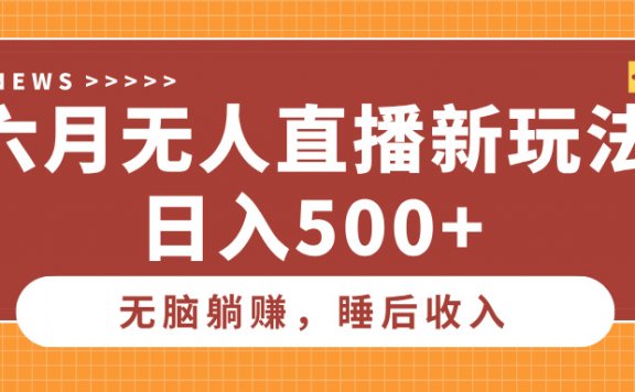 六月无人直播新玩法,无脑躺赚睡后收入,日入500+