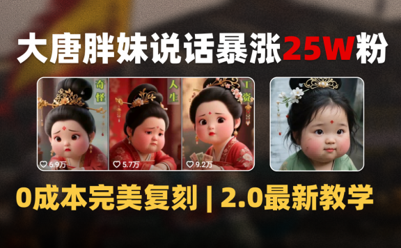 AI大唐胖贵妃说话2.0,40条视频暴涨40w粉,附独家变现攻略