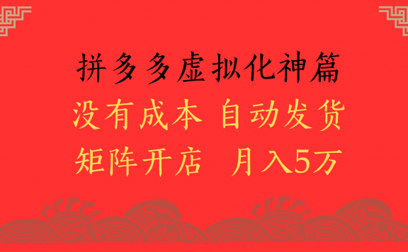 2025年最新暴力起店玩法,拼多多虚拟电商化神篇,月入5万+