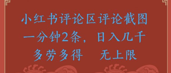 小红书评论区评论截图一分钟2条，日入几千无上限-多劳多得