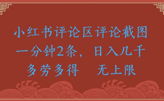 小红书评论区评论截图一分钟2条,日入几千无上限-多劳多得