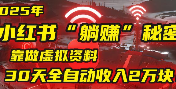 2025年，小红书的“躺赚”秘密被我扒出来了，靠做虚拟资料，30天全自动收入2万块！