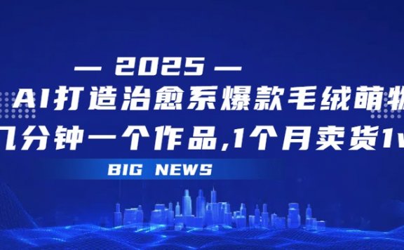 AI打造治愈系爆款毛绒萌物,几分钟一个作品,1 个月卖货 1w+