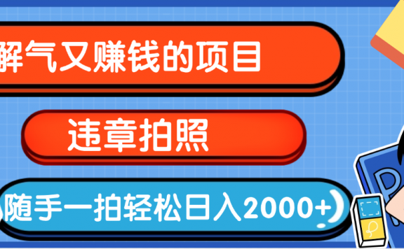 【劲爆】解气又赚钱的项目,最新违章拍照赚钱,随手一拍,轻松收入2000+