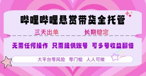 2025年B站风口带货项目 仅需提供账号 全程托管 轻松月入1w+