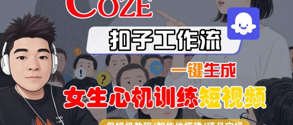 【Coze工作流搭建实操教程】Coze智能体工作流一键生成“女生心机训练“短视频，全流程保姆级教学—AI视频制作教程_AI创作_AI短片_AI脚本_AI绘画_AIGC人工智能！