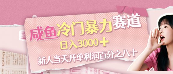 咸鱼冷门暴力赛道，新人当天开单，利润百分之八十，日入3000➕