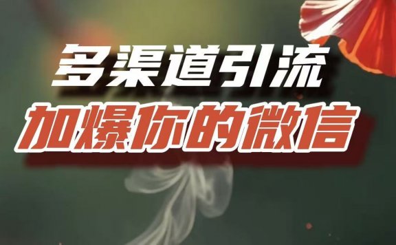 多渠道引流，加爆你的微信，把流量导入到私域，这是每一个想要在互联网赚钱的人必须掌握的底层能力