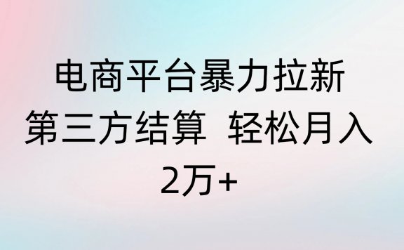 电商平台暴力拉新第三方结算 轻松月入2万+