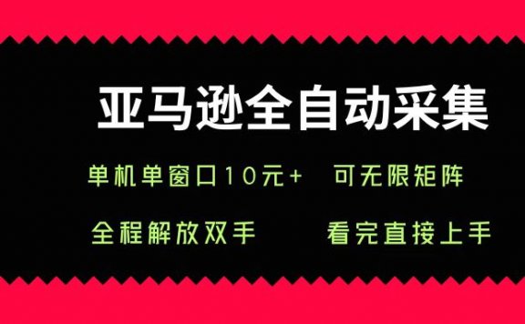 亚马逊全自动采集,单机单窗口一天10+,可无限矩阵去做