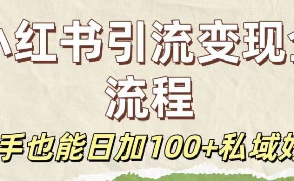 保姆级教程：小红书引流变现全流程，新手也能日加100+私域好友