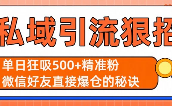 私域引流狠招：单日狂吸500+精准粉，微信好友直接爆仓的秘诀