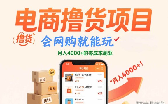 电商撸货项目,会网购就能玩,月入4000+的零成本副业