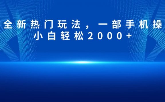 抖音全新热门玩法,一部手机操作,小白轻松2000+