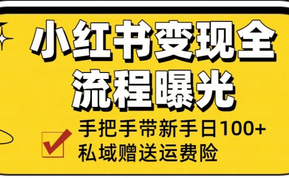 小红书变现全流程曝光,从0到1学引流:手把手带新手日加100+私域!