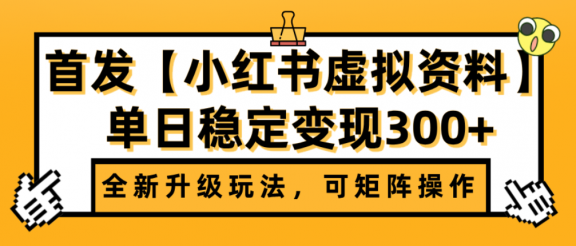 首发【小红书店铺虚拟资料】全新升级玩法，可矩阵操作，单日稳定变现300+