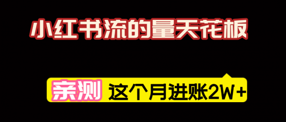【亲测】小红书的这个赛道，简直就是流量天花板，我这个月已经赚2W+（附带教程）