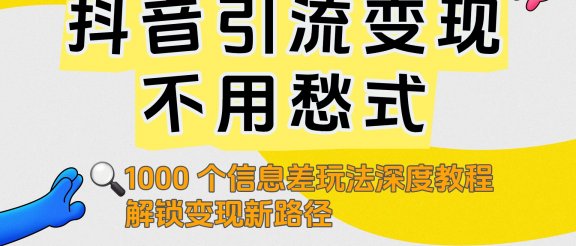 抖音引流变现不用愁！1000 个信息差玩法深度教程，解锁变现新路径