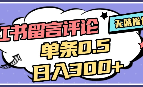 2025年最新小红书评论单条0.5元,日入300+,无上限,详细操作流程